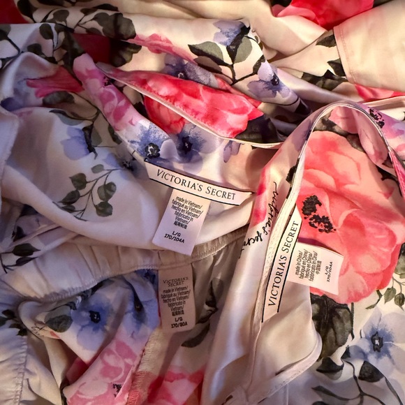 Victoria's Secret Floral Pajama Set with Pink and Blue 3 piece set - Picture 2 of 8